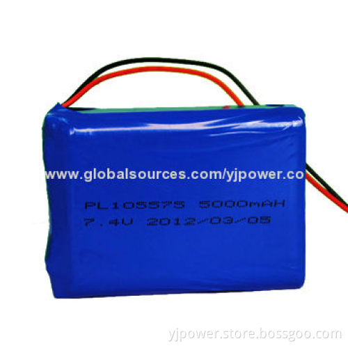 Li-polymer Battery Pack with 5,000mAh 7.4V, used for Vibrating Machine
